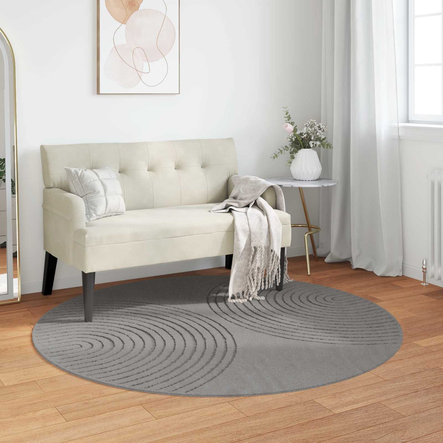 JUNG Vida Bereichsteppiche Rund HUARTE Grau Ø 160 CM Polyester