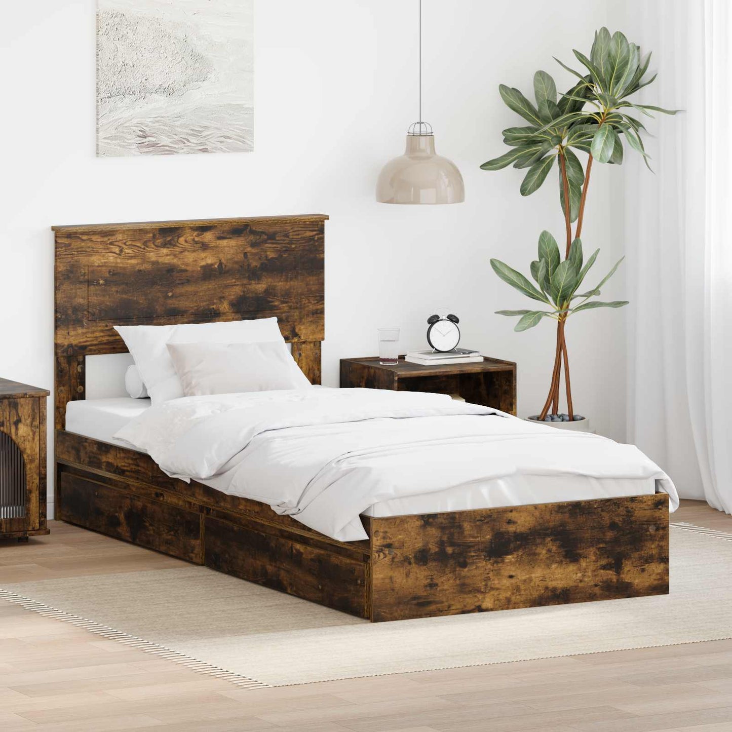 JUNG Vida Aufbewahrungsbett Geräucherte Eiche 100 x 200 cm Holzwerkstoff