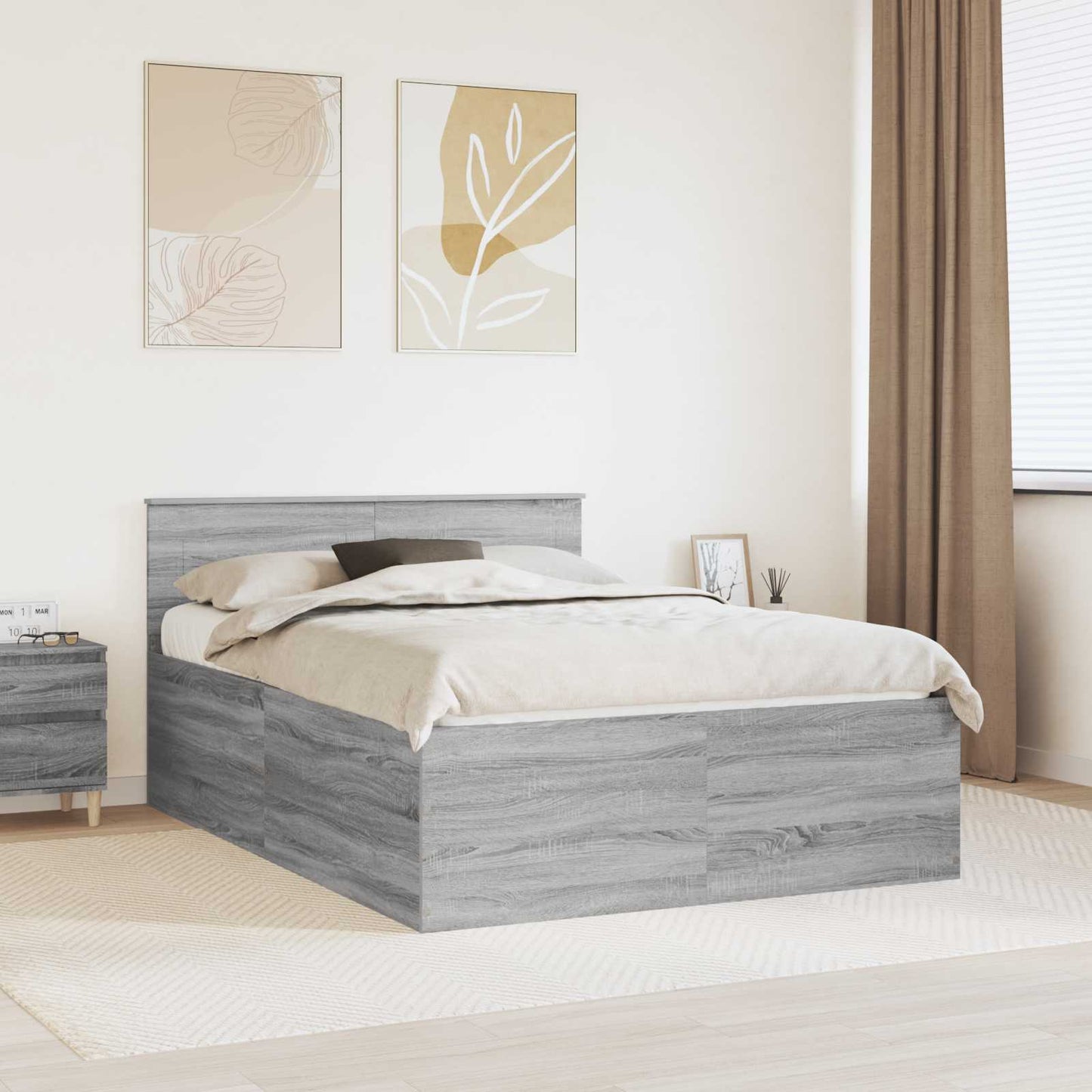 JUNG Vida Bettrahmen Graues Sonoma 140 x 200 cm Holzwerkstoff