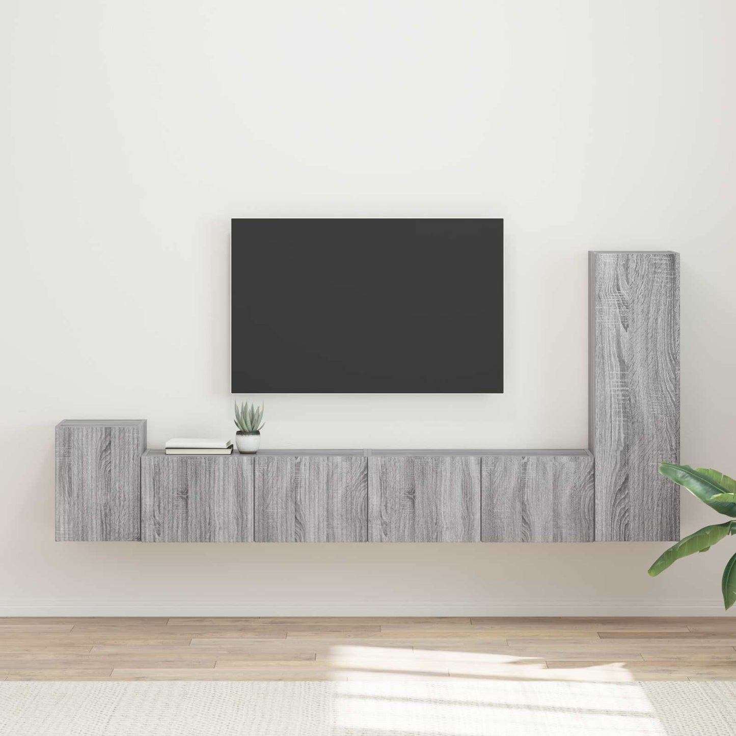JUNG Vida TV-Schrankset Wandmontiert 3 pcs Graues Sonoma Holzwerkstoff
