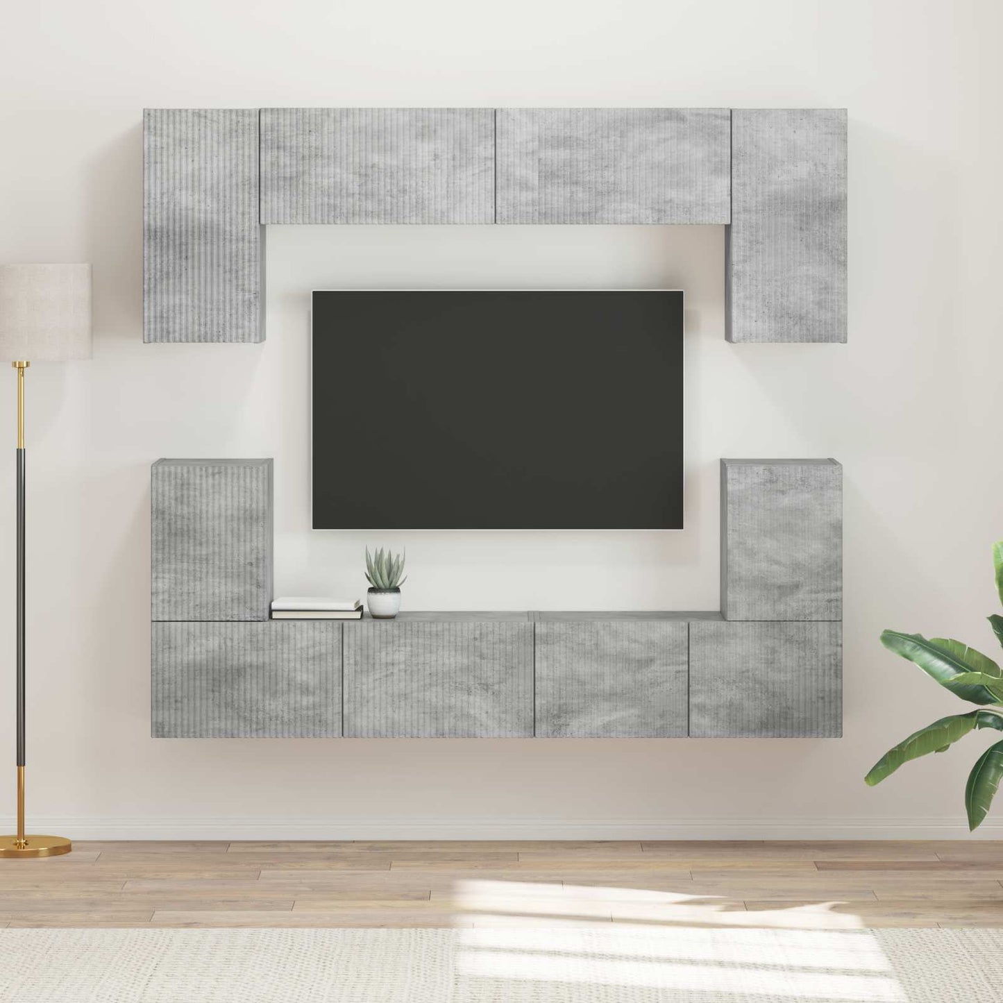 JUNG Vida TV-Schrankset Wandmontiert 5 pcs Beton Grau Holzwerkstoff