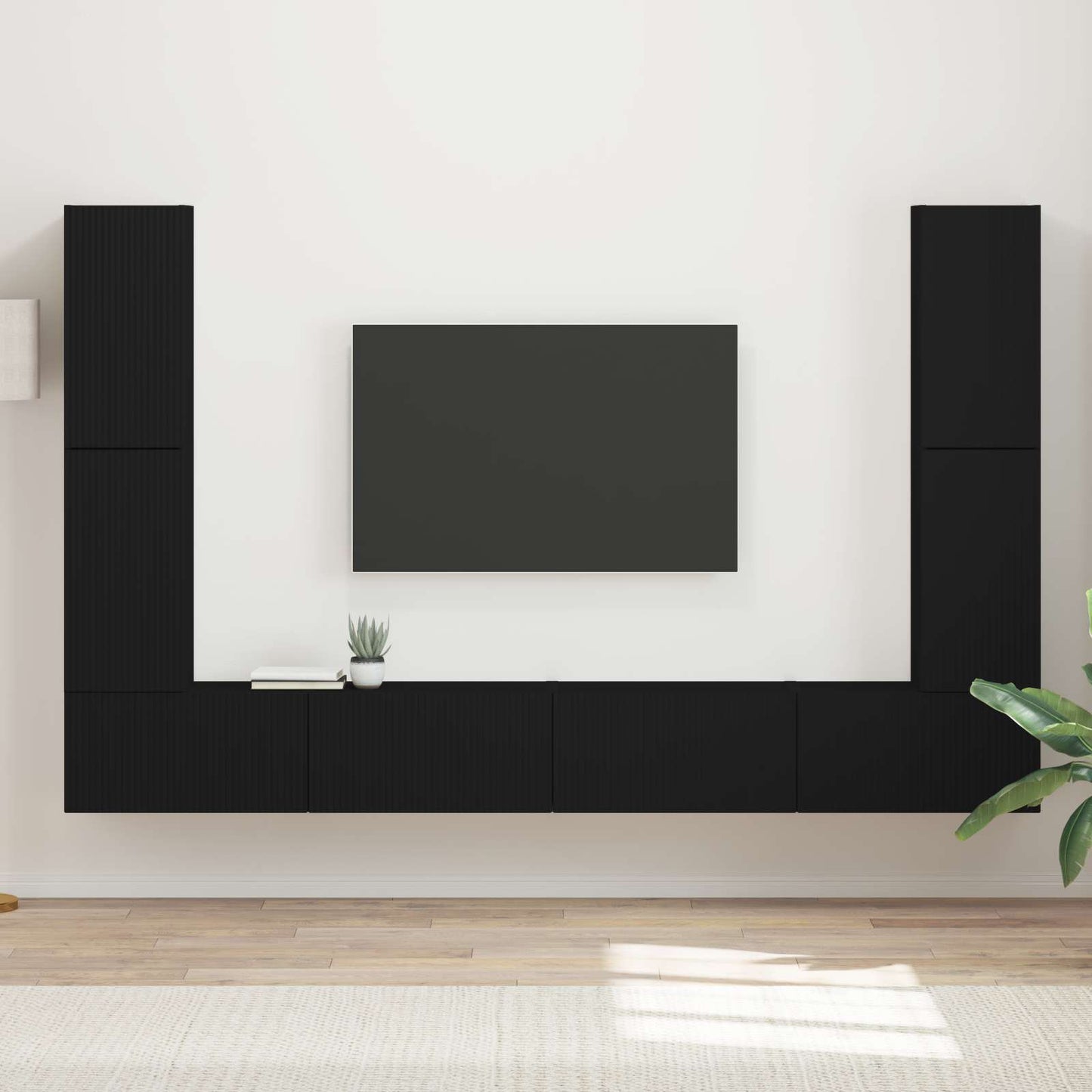 JUNG Vida TV-Schrankset 8 pcs Schwarz Holzwerkstoff