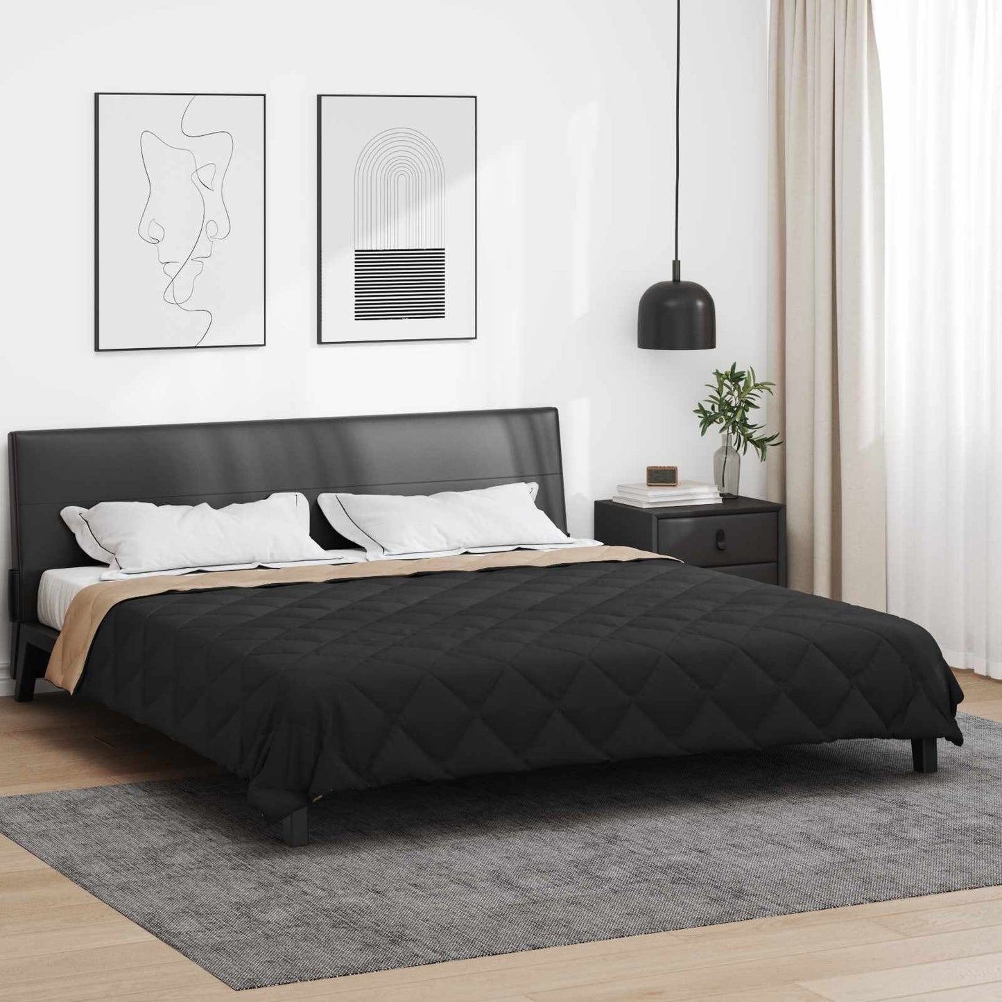 JUNG Vida Ganzjahresbettdecke Schwarz und Taupe 220 x 240 cm Mikrofaser