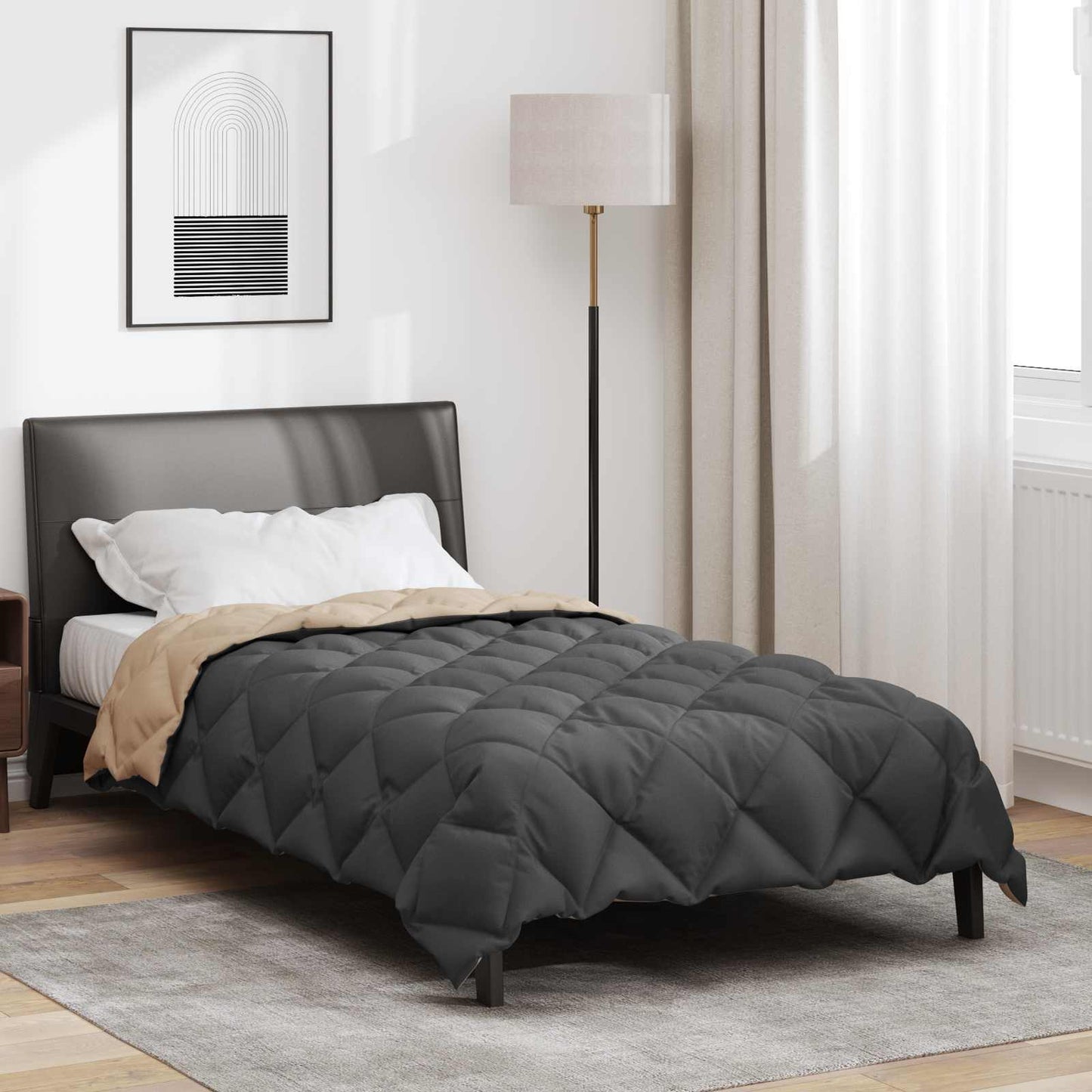 JUNG Vida Winterbettdecke Anthrazit und Taupe 200 x 140 cm Mikrofaser