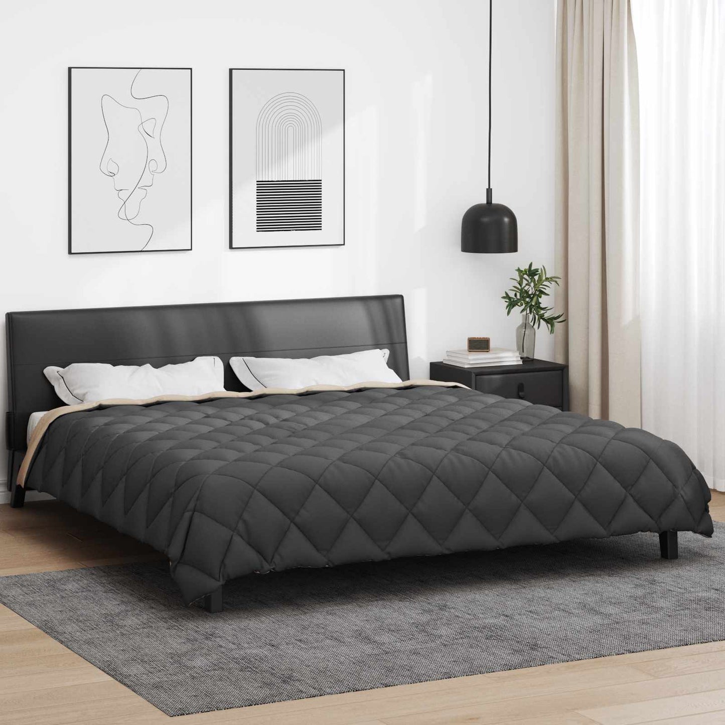JUNG Vida Winterbettdecke Anthrazit und Taupe 220 x 200 cm Mikrofaser