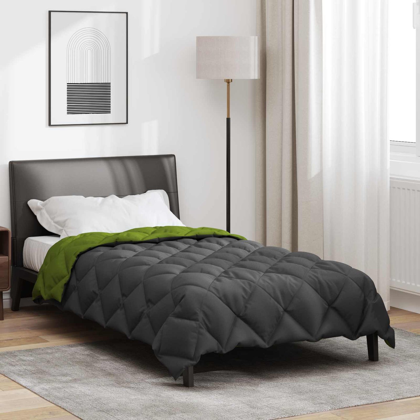 JUNG Vida Winterbettdecke Grün und Anthrazit 200 x 155 cm Mikrofaser