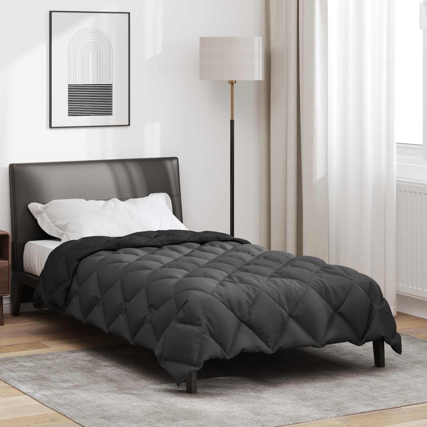 JUNG Vida Winterbettdecke Schwarz und Anthrazit 200 x 140 cm Mikrofaser