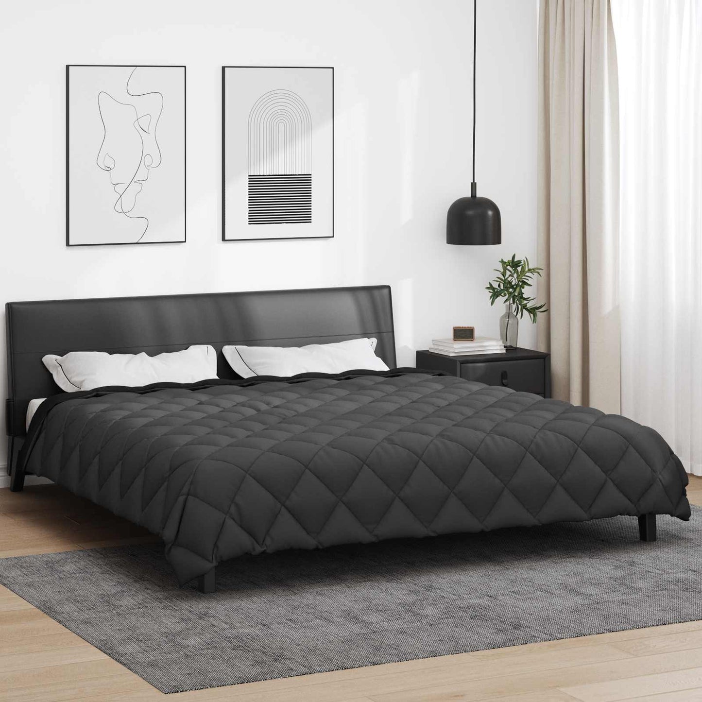 JUNG Vida Winterbettdecke Schwarz und Anthrazit 240 x 260 cm Mikrofaser