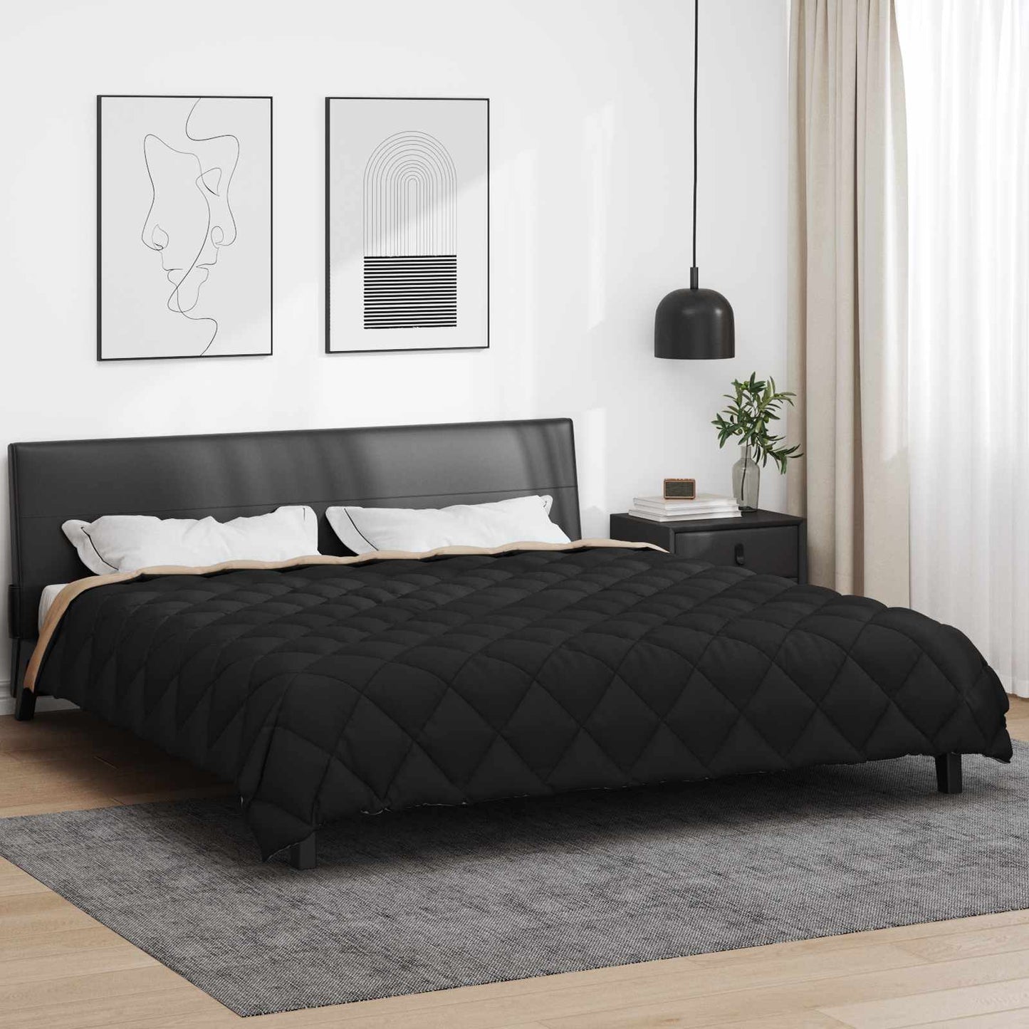 JUNG Vida Winterbettdecke Schwarz und Taupe 240 x 200 cm Mikrofaser