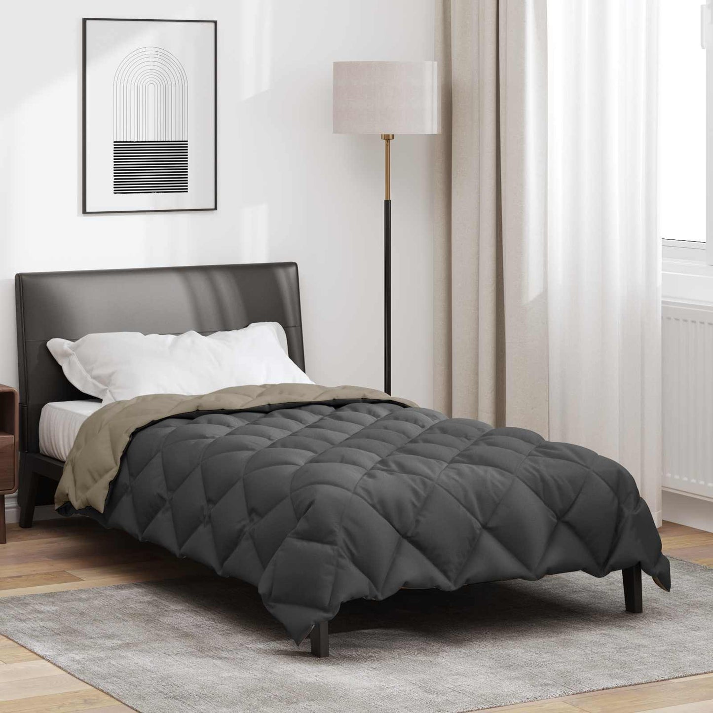 JUNG Vida Winterbettdecke Hellgrau und Anthrazit 200 x 140 cm Mikrofaser