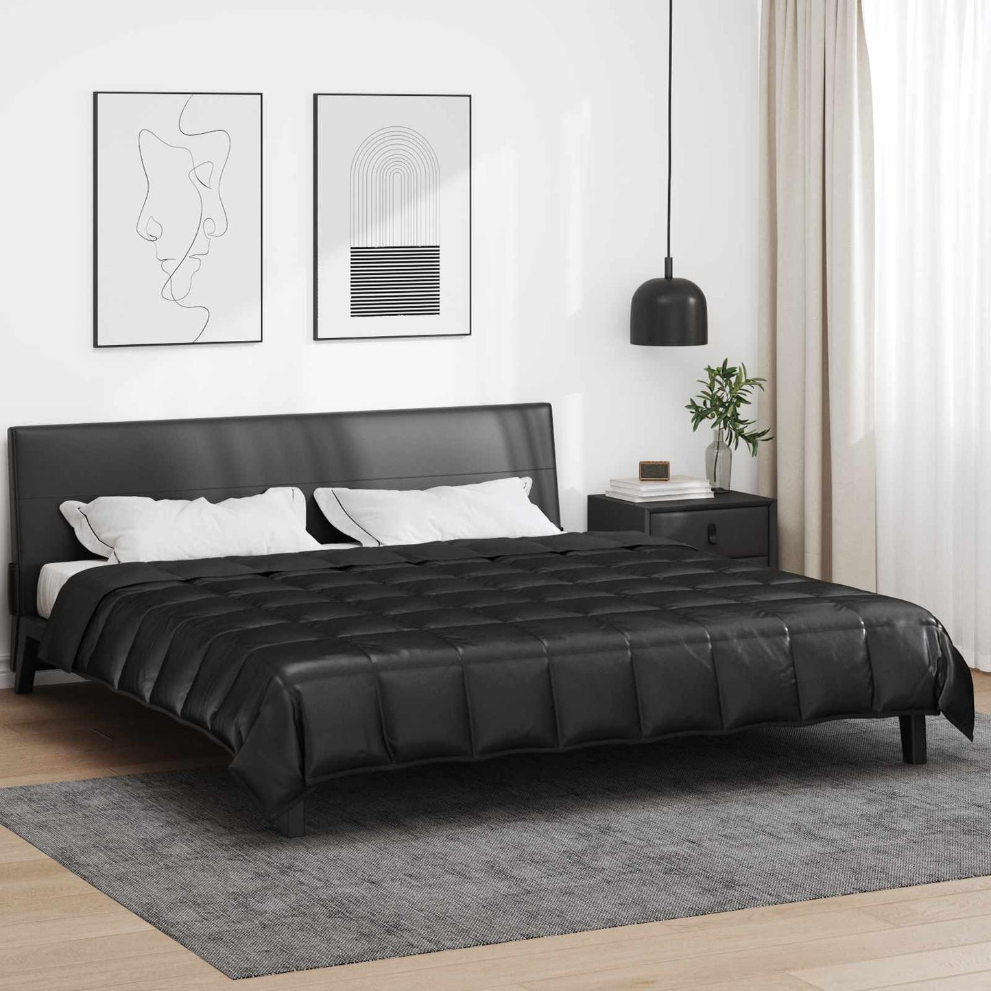 JUNG Vida Ganzjahresbettdecke Schwarz 240 x 260 cm Satin und Mikrofaser