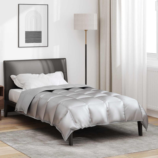 JUNG Vida Winterbettdecke Silber 200 x 140 cm Satin und Mikrofaser