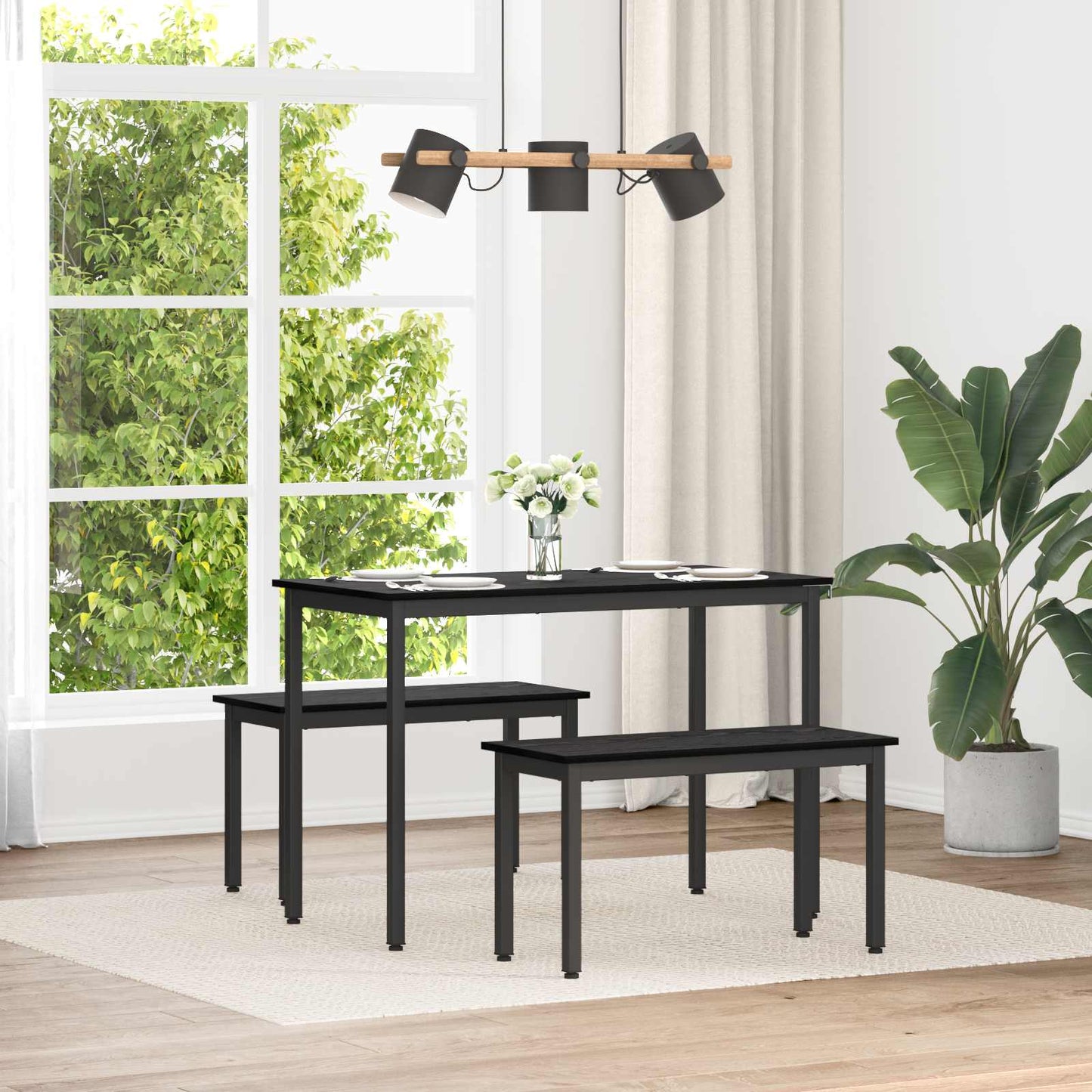 JUNG Vida Bank Schwarz Eichen-Optik 80 x 35 x 45 cm Holzwerkstoff