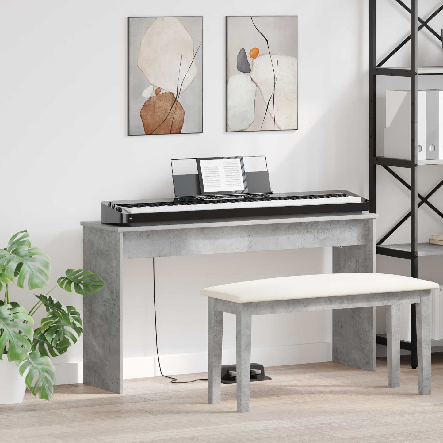 JUNG Vida Klavierständer Beton Grau 120 x 32 x 64 cm Holzwerkstoff