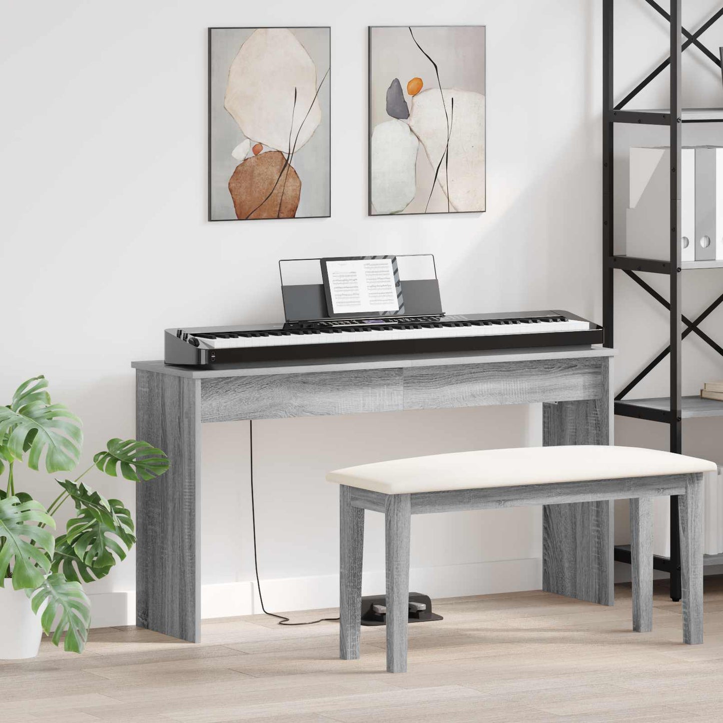 JUNG Vida Klavierständer Graues Sonoma 120 x 32 x 64 cm Holzwerkstoff