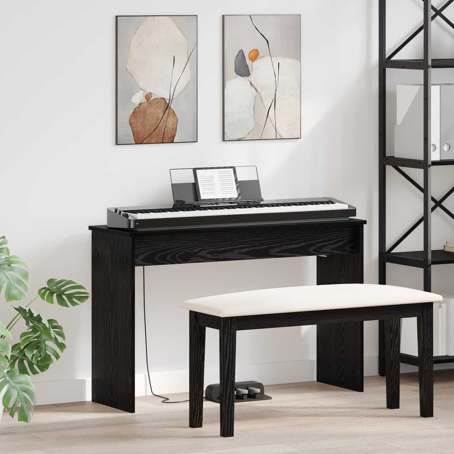 JUNG Vida Klavierständer Schwarz Eichen-Optik 100 x 32 x 64 cm