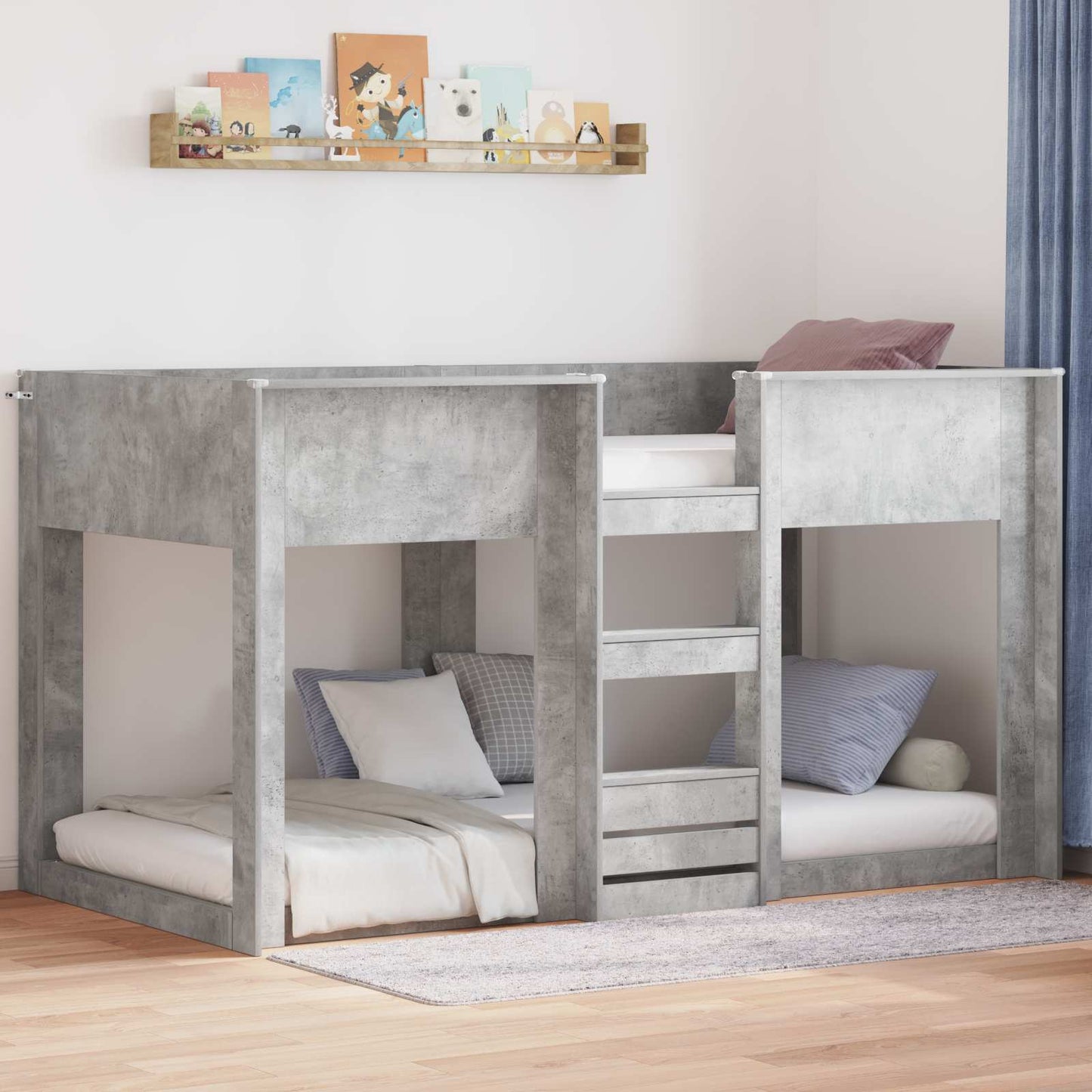 JUNG Vida Etagenbett für Kinder Beton Grau 80 x 200 cm Holzwerkstoff