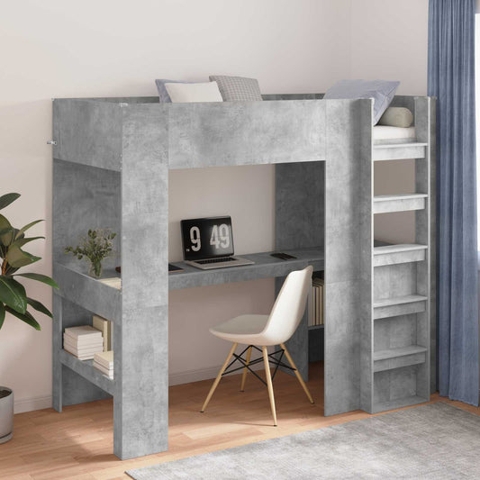 JUNG Vida Etagenbettgestell mit Schreibtisch Beton Grau 90 x 200 cm