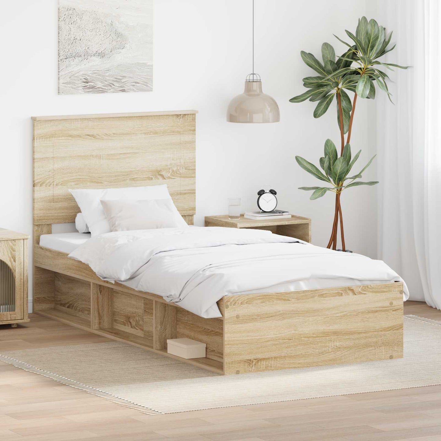 JUNG Vida Bettrahmen Sonoma 100 x 200 cm Massives Kiefernholz