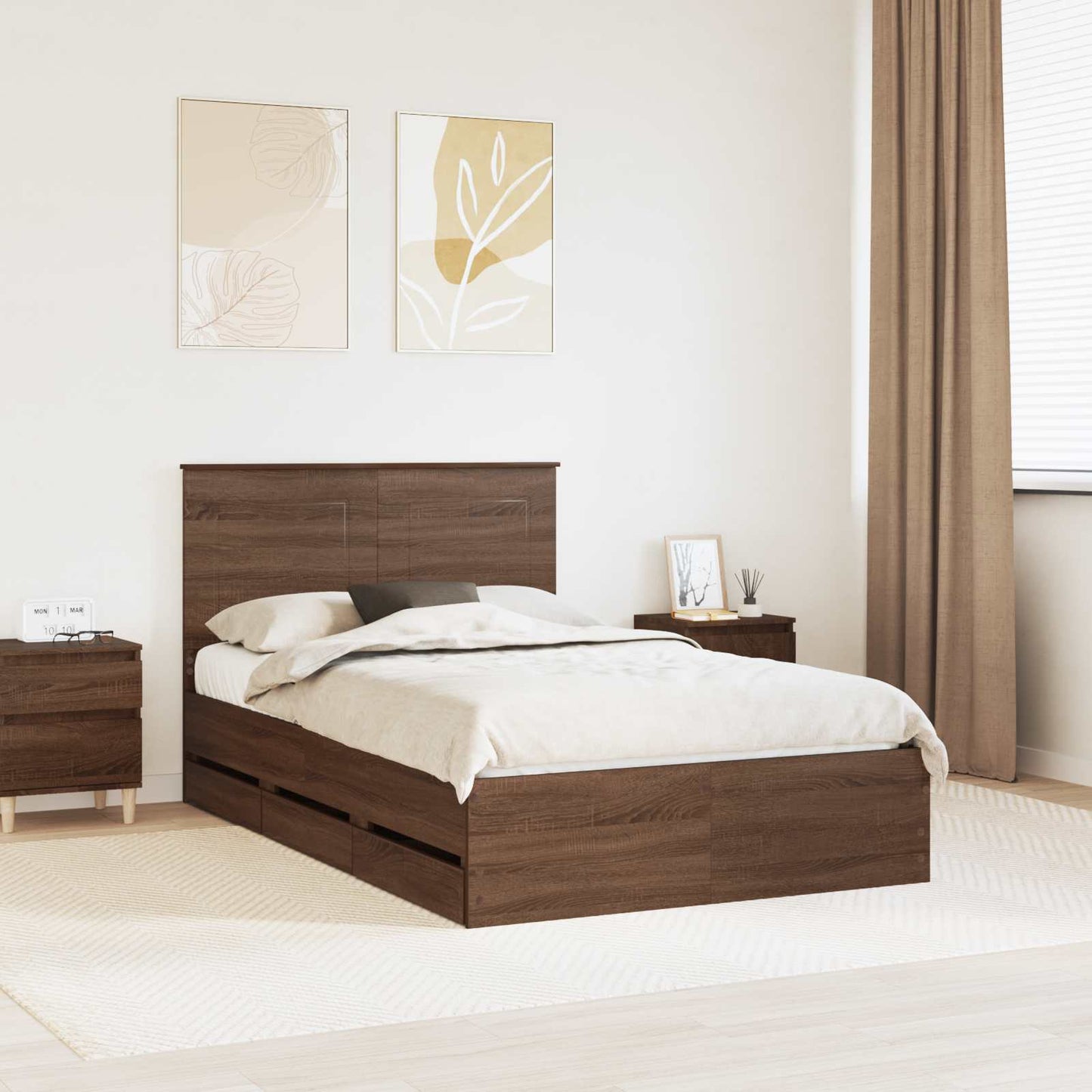 JUNG Vida Bettrahmen Braun Eichen-Optik 135 x 190 cm Ingenieurs Holz