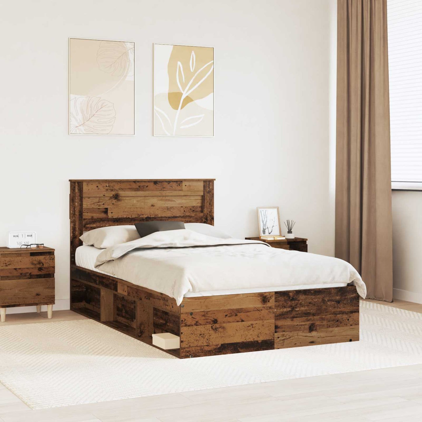 JUNG Vida Bettrahmen Altholz 135 x 190 cm Massives Kiefernholz