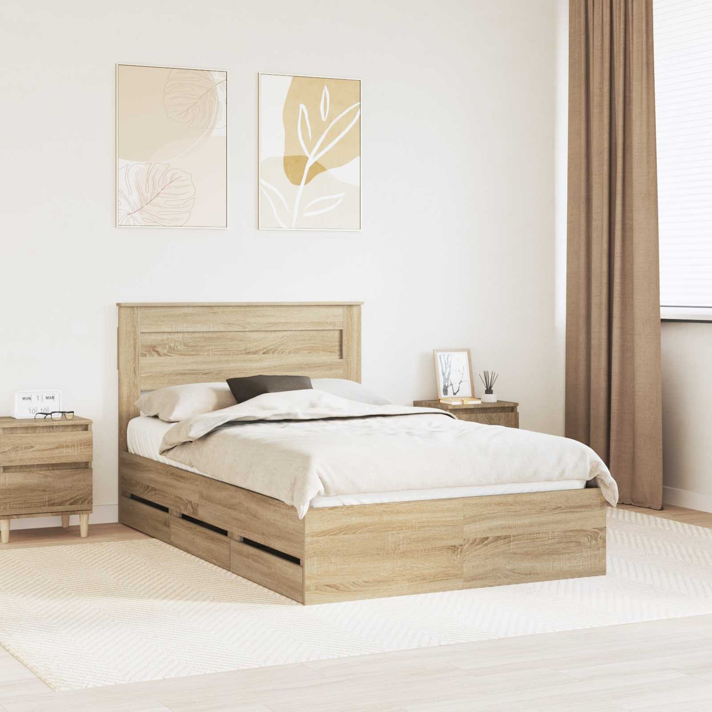 JUNG Vida Bettrahmen Sonoma-Eiche 120 x 200 cm Ingenieurs Holz