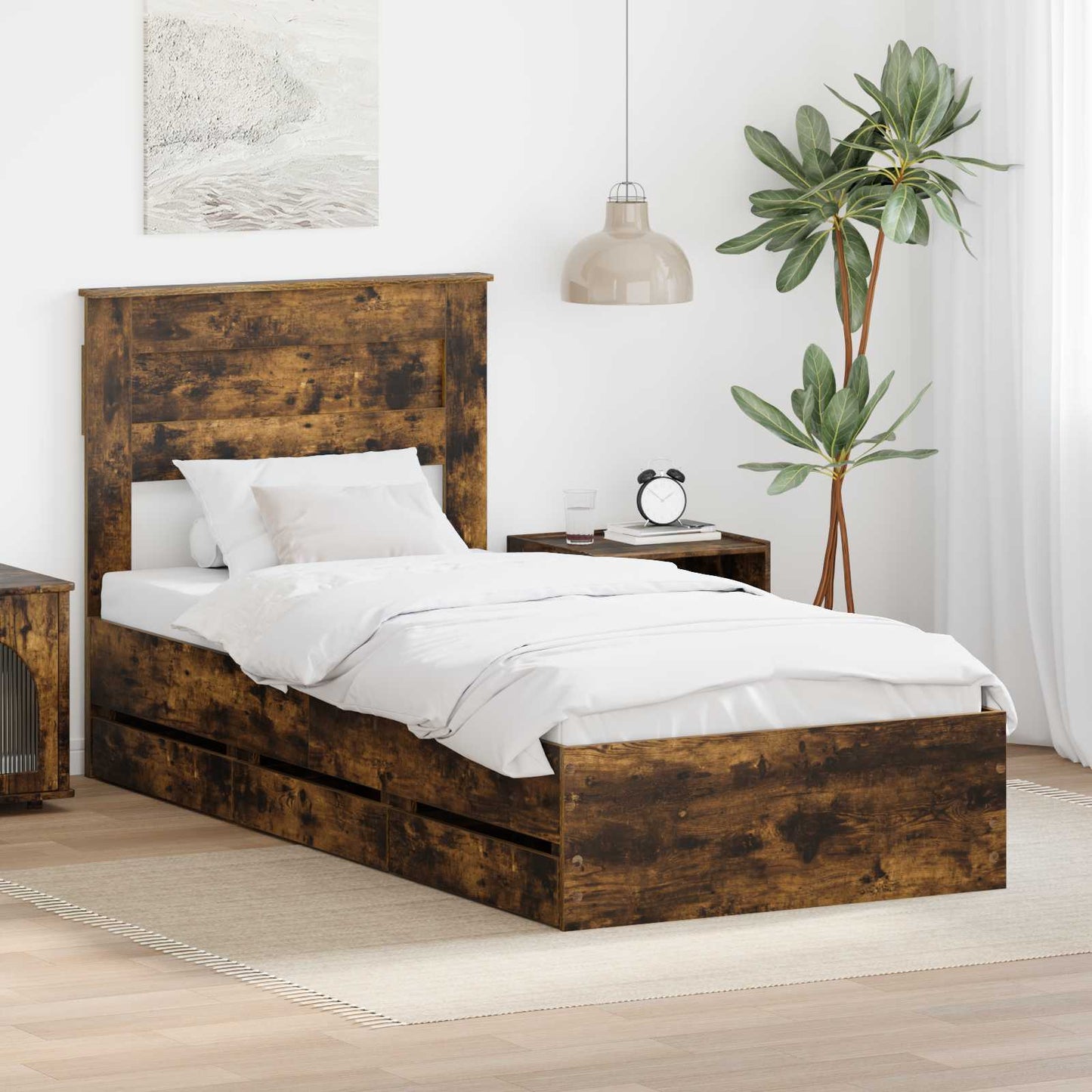 JUNG Vida Bettrahmen Geräucherte Eiche 90 x 190 cm Ingenieurs Holz