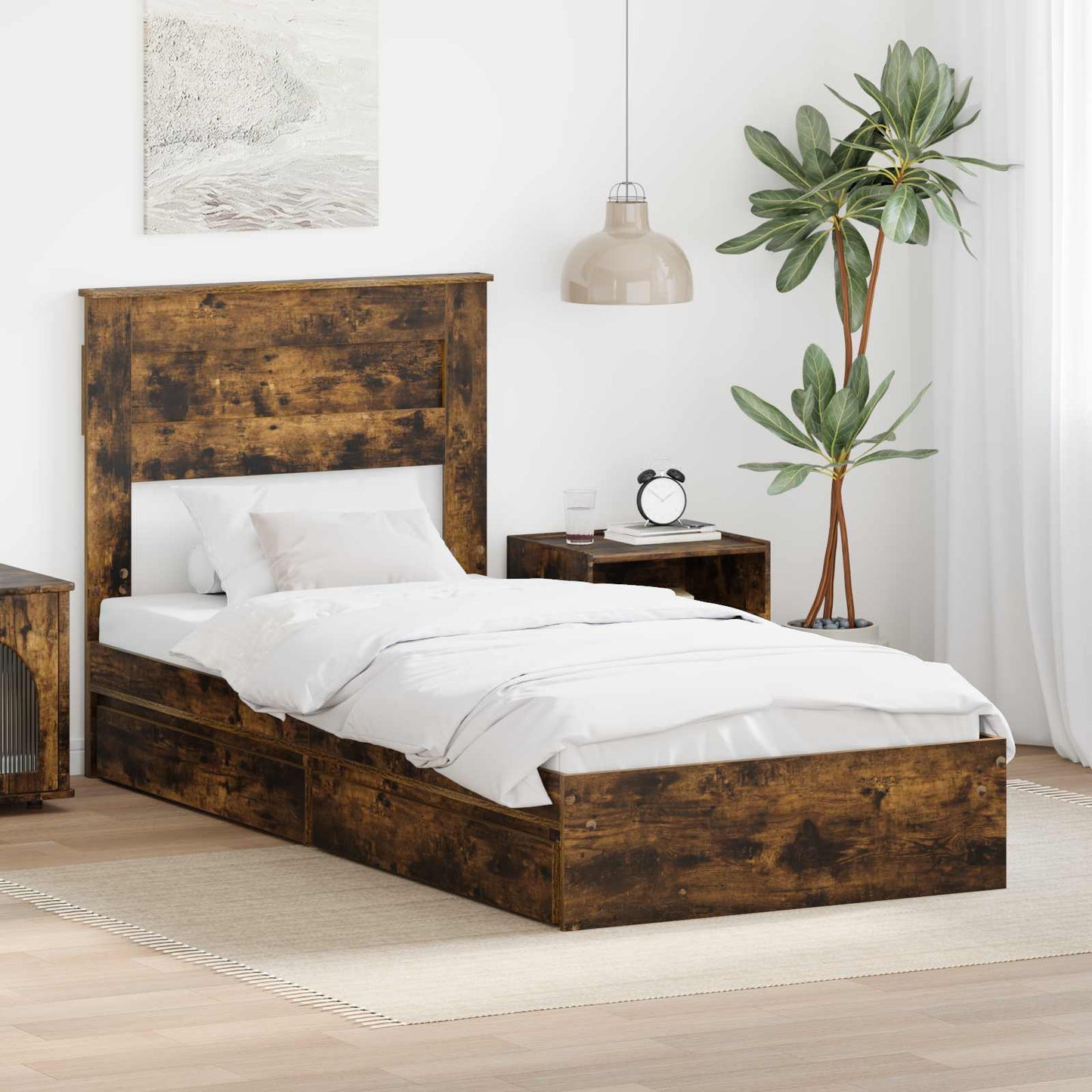 JUNG Vida Aufbewahrungsbett Geräucherte Eiche 90 x 190 cm Holzwerkstoff