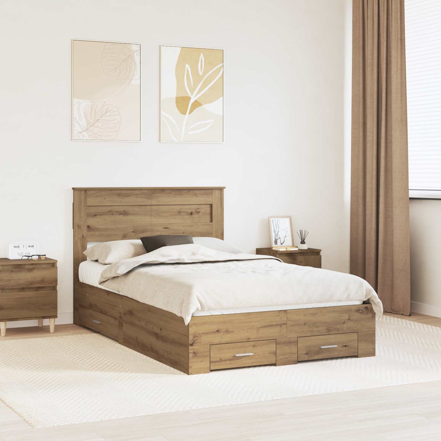 JUNG Vida Bettrahmen Artisan-Eiche 120 x 190 cm Holzwerkstoff