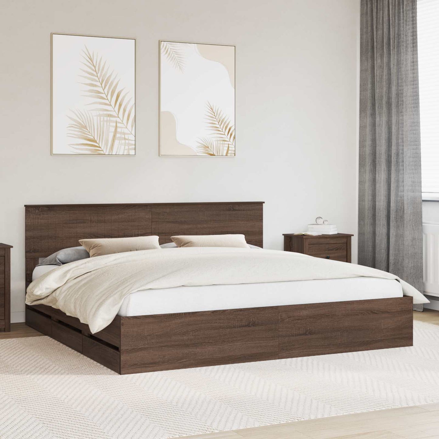 JUNG Vida Bettrahmen Braun Eichen-Optik 200 x 200 cm Ingenieurs Holz