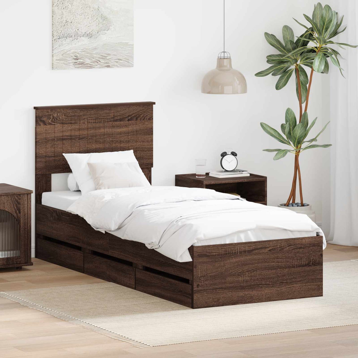 JUNG Vida Bettrahmen Braun Eichen-Optik 75 x 190 cm Ingenieurs Holz