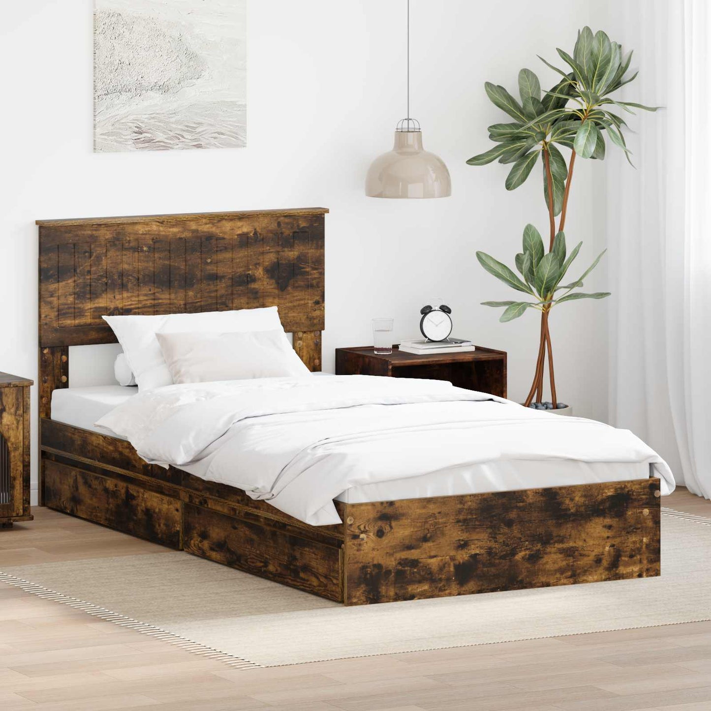 JUNG Vida Aufbewahrungsbett Geräucherte Eiche 100 x 200 cm Holzwerkstoff