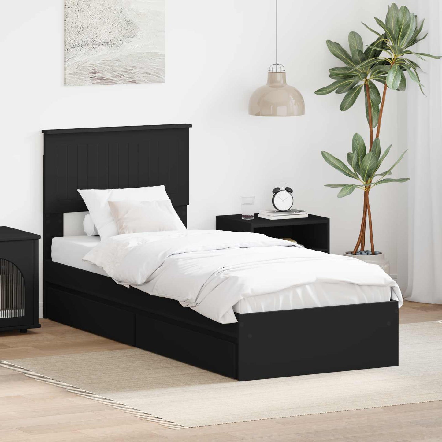 JUNG Vida Aufbewahrungsbett Schwarz 75 x 190 cm Holzwerkstoff