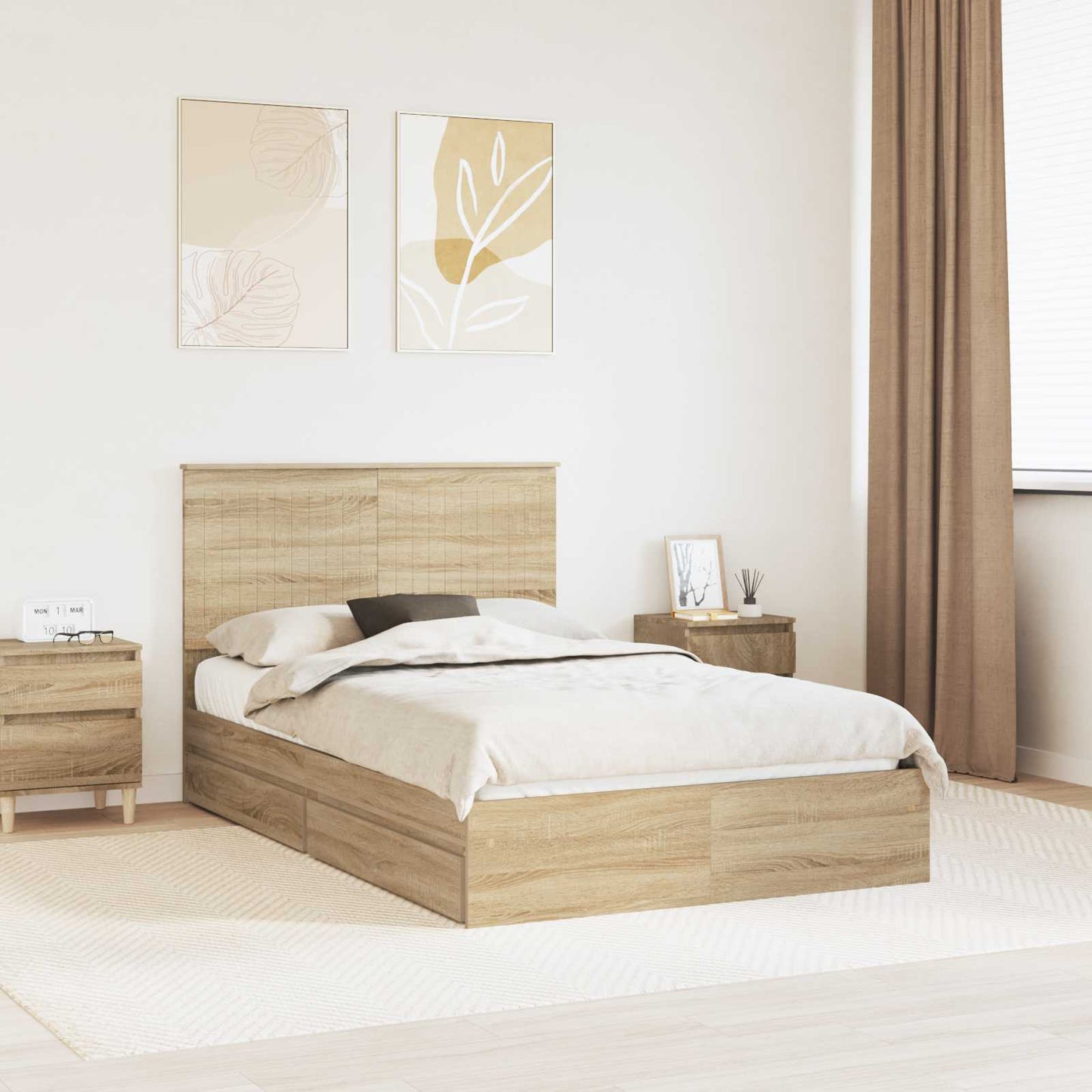 JUNG Vida Aufbewahrungsbett Sonoma-Eiche 120 x 200 cm Holzwerkstoff