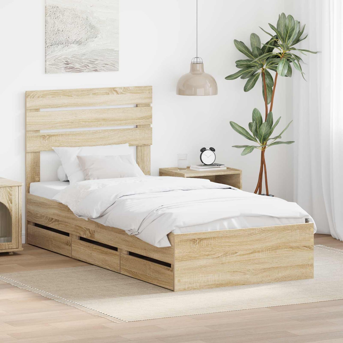 JUNG Vida Bettrahmen Sonoma-Eiche 100 x 200 cm Ingenieurs Holz