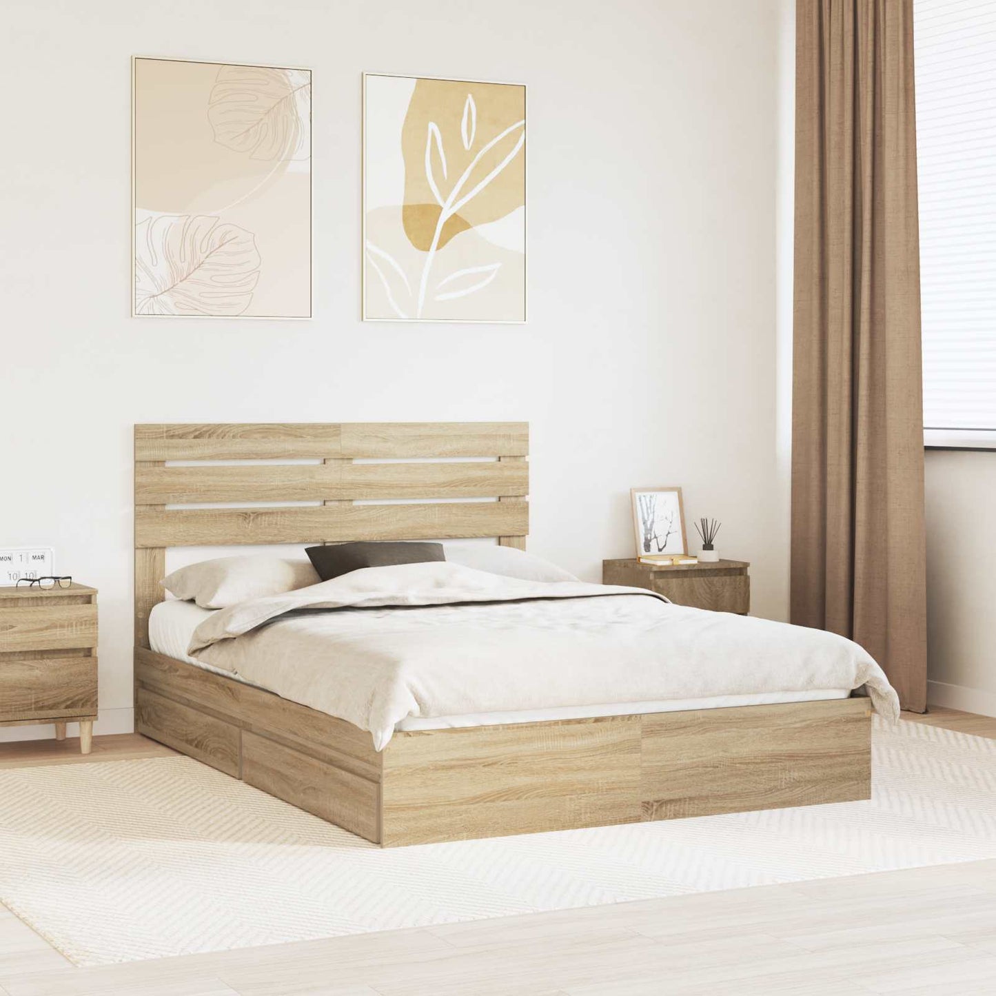 JUNG Vida Aufbewahrungsbett Sonoma-Eiche 140 x 190 cm Holzwerkstoff