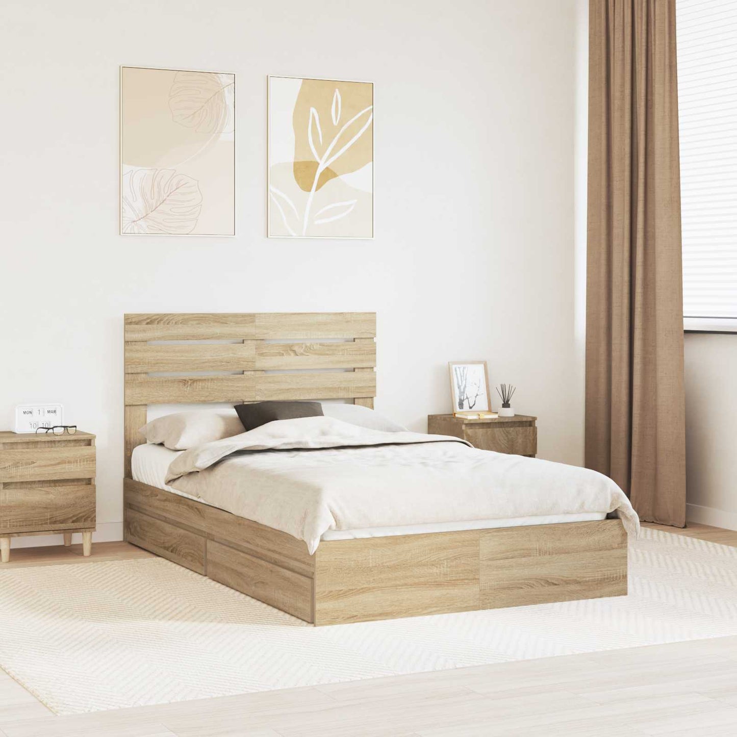 JUNG Vida Aufbewahrungsbett Sonoma-Eiche 120 x 190 cm Holzwerkstoff