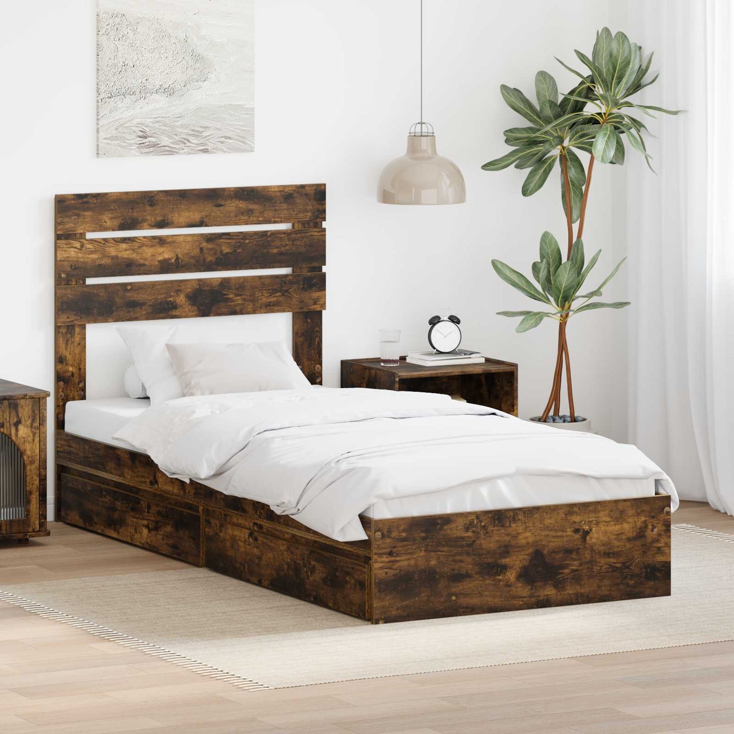JUNG Vida Aufbewahrungsbett Geräucherte Eiche 100 x 200 cm Holzwerkstoff