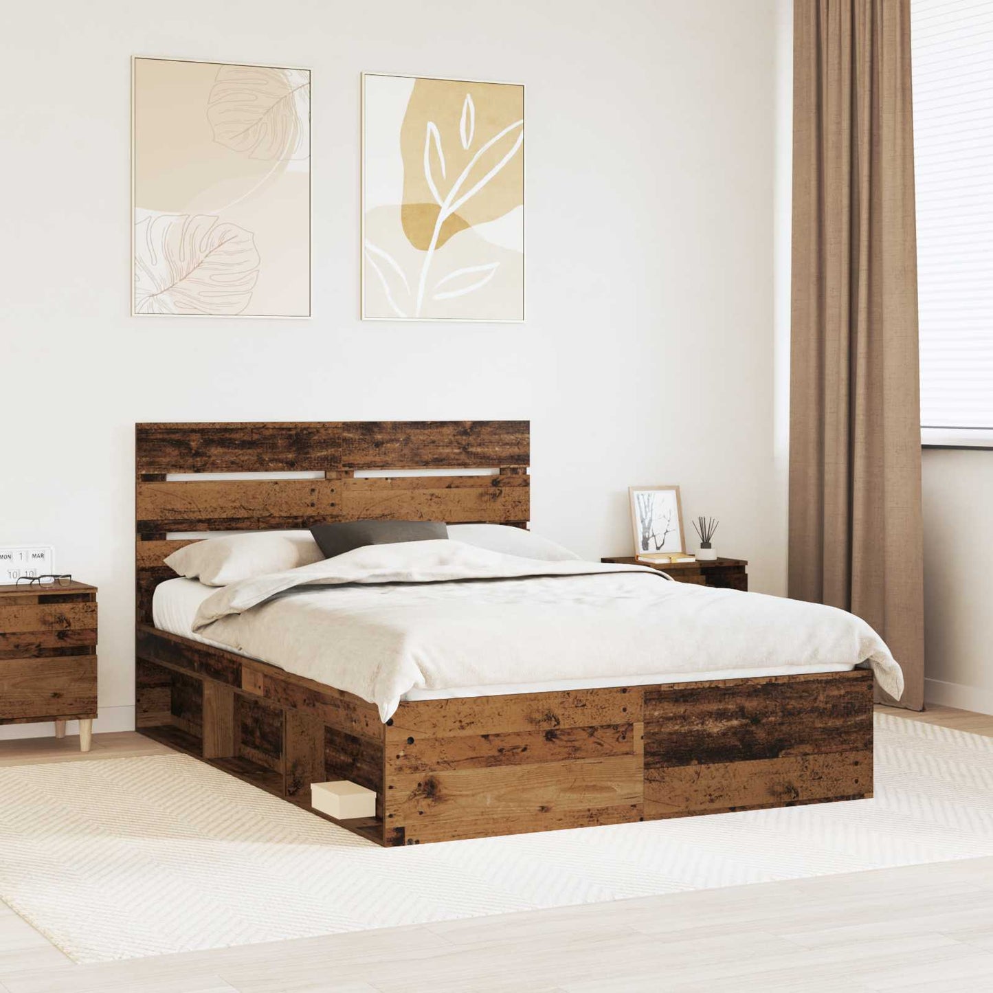 JUNG Vida Bettrahmen Altholz 150 x 200 cm Massives Kiefernholz