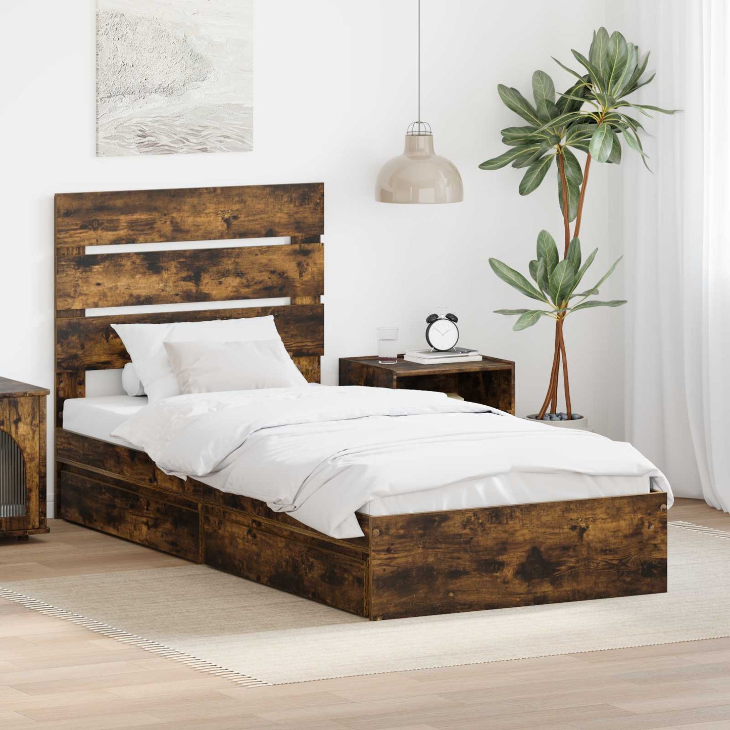 JUNG Vida Aufbewahrungsbett Geräucherte Eiche 100 x 200 cm Holzwerkstoff