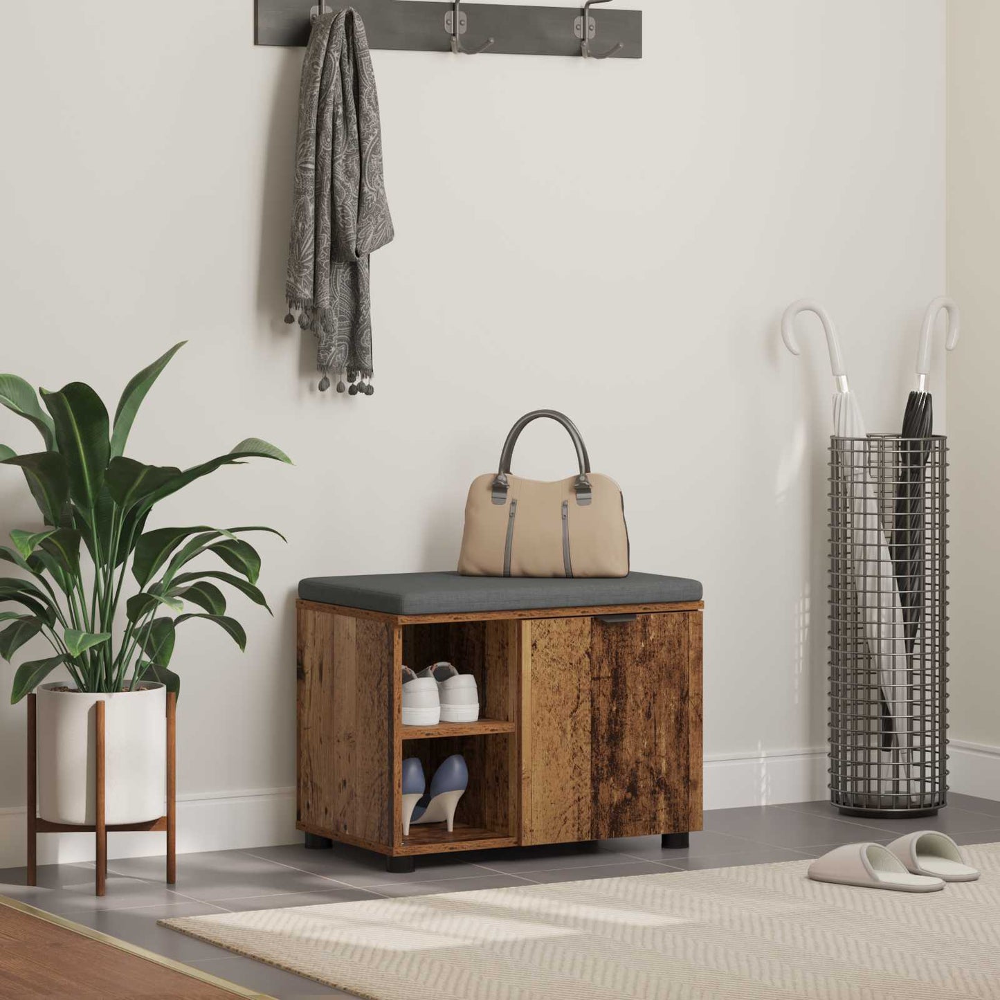 JUNG Vida Flurbank mit Kissen Uni Altholz 60 x 38 x 46 cm
