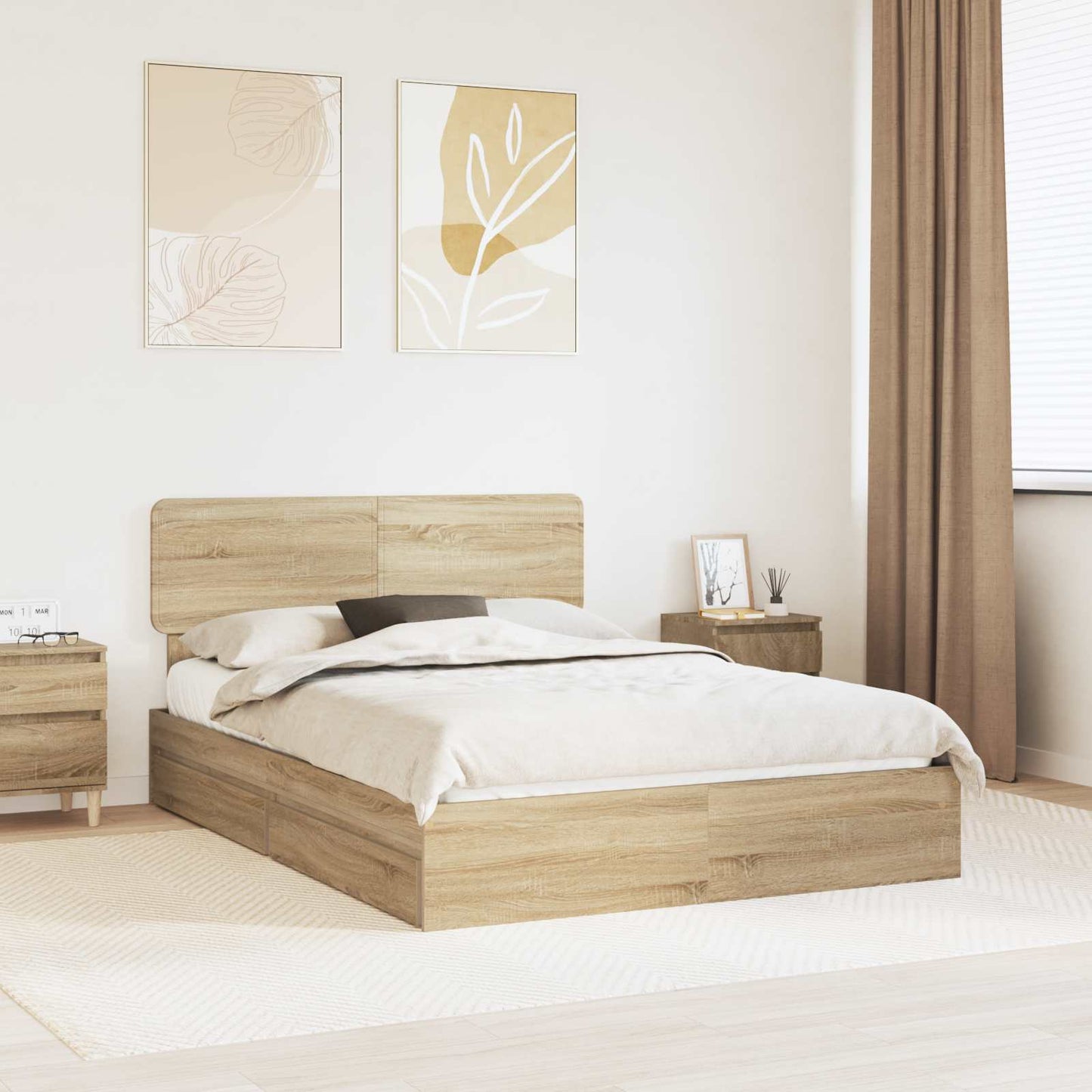 JUNG Vida Aufbewahrungsbett Sonoma-Eiche 140 x 190 cm Holzwerkstoff