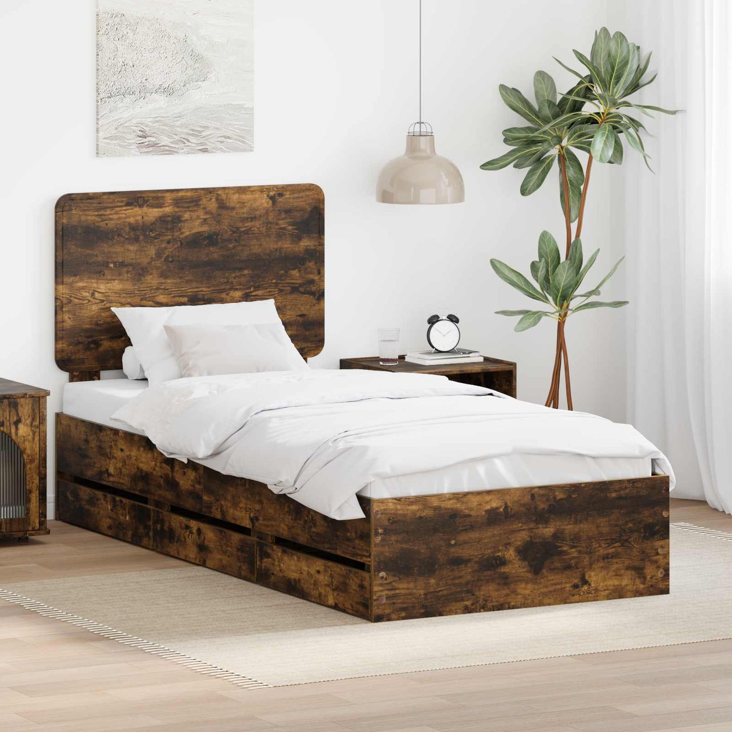 JUNG Vida Bettrahmen Geräucherte Eiche 90 x 200 cm Ingenieurs Holz