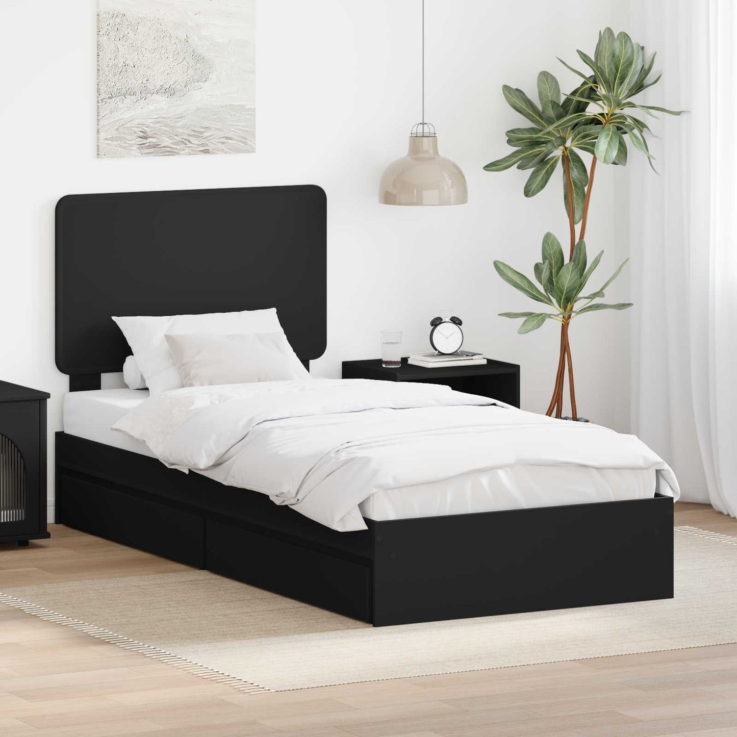 JUNG Vida Aufbewahrungsbett Schwarz 90 x 190 cm Holzwerkstoff