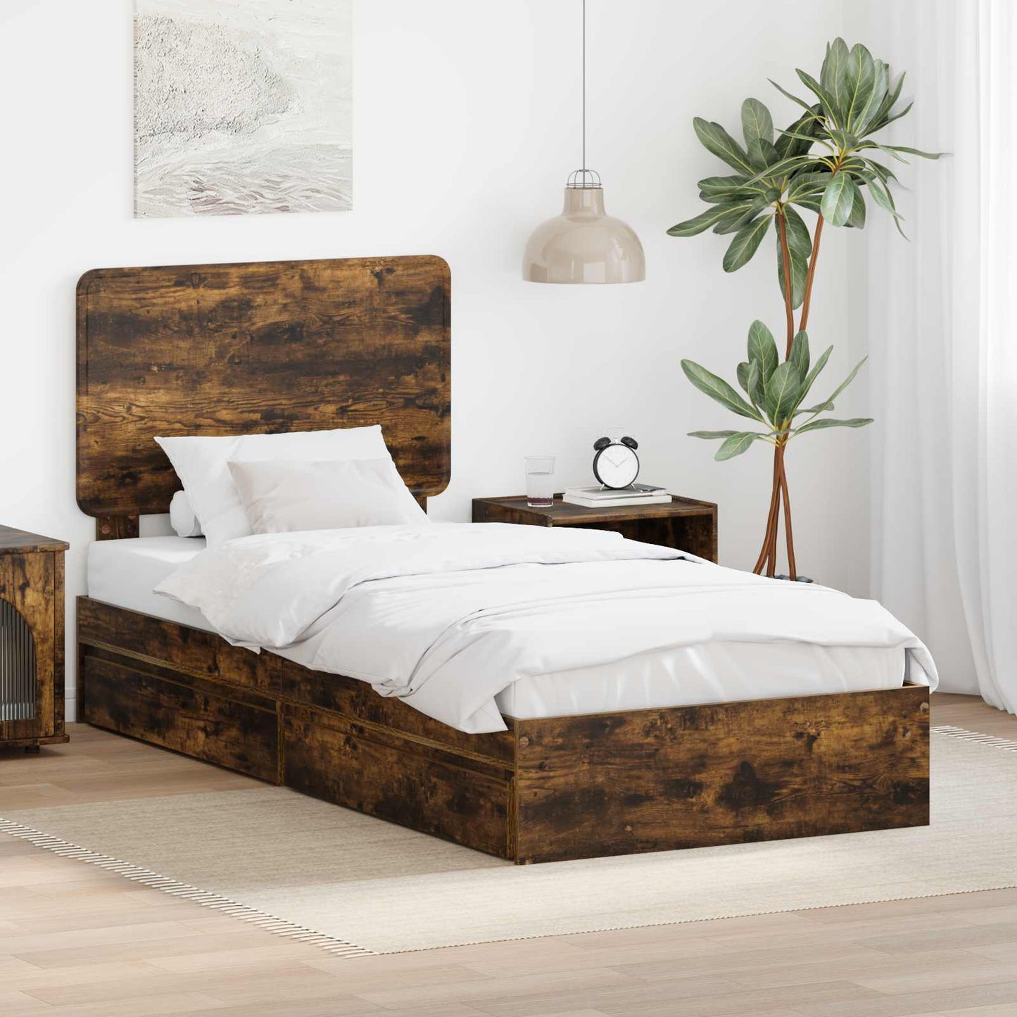 JUNG Vida Aufbewahrungsbett Geräucherte Eiche 75 x 190 cm Holzwerkstoff