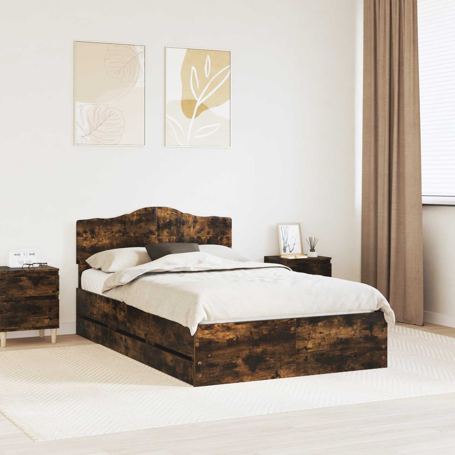 JUNG Vida Bettrahmen Geräucherte Eiche 120 x 200 cm Ingenieurs Holz