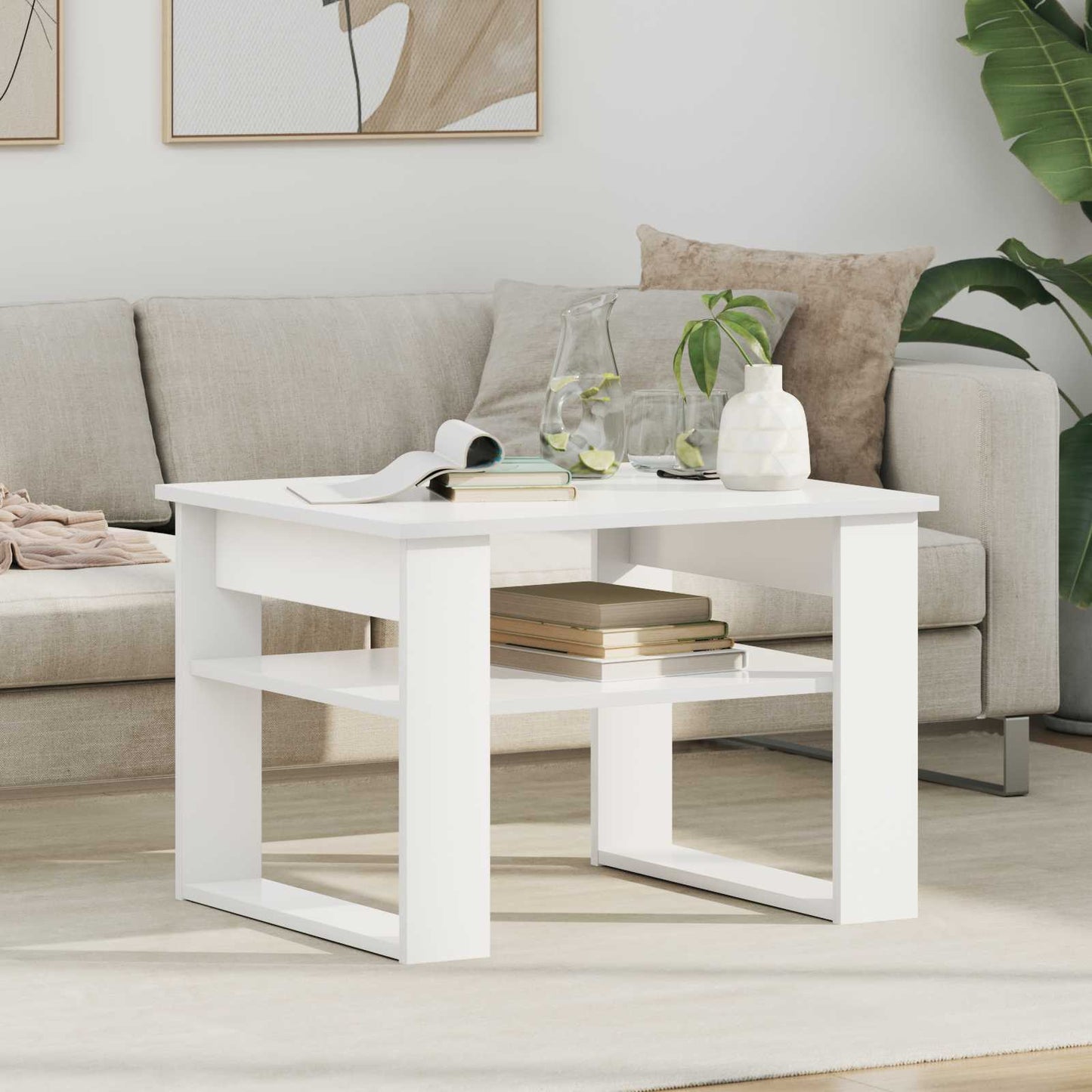 JUNG Vida Couchtisch mit Speicher Weiß 64 x 54 x 44 cm Holzwerkstoff