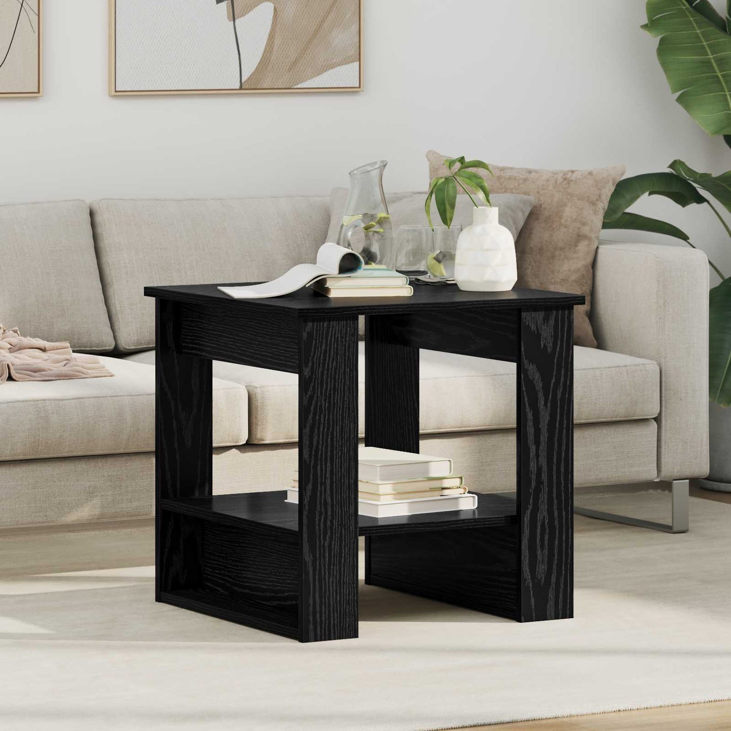 JUNG Vida Couchtisch Schwarz Eichen-Optik 51 x 50 x 50 cm Holzwerkstoff