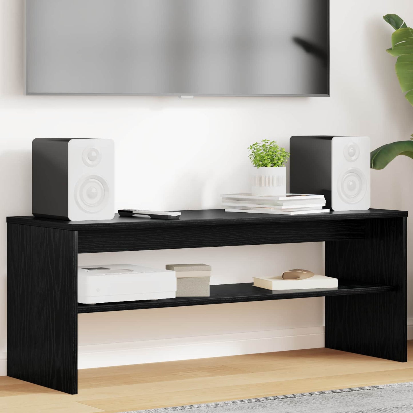 JUNG Vida TV-Schränk Schwarz Eichen-Optik 100 x 35 x 40 cm Holzwerkstoff