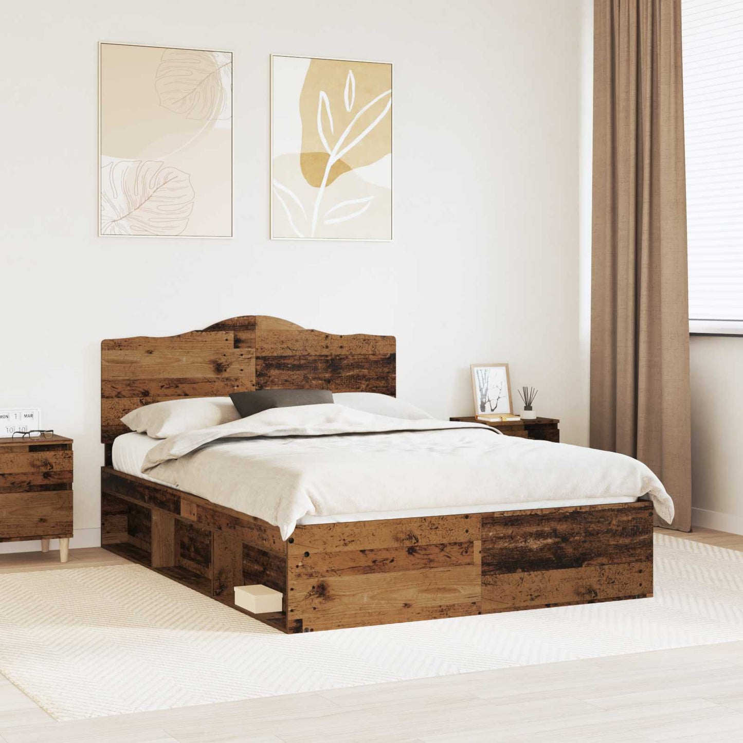 JUNG Vida Bettrahmen Altholz 140 x 190 cm Massives Kiefernholz